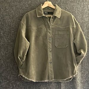 Corduroy over shirt, sage, green